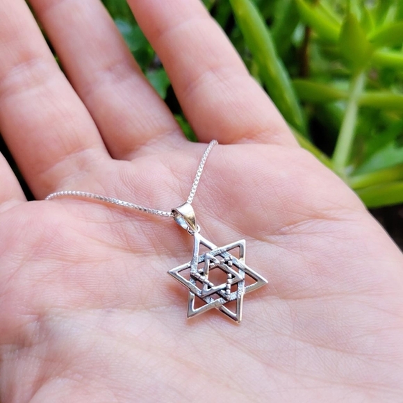 New Solid 925 Sterling Silver Star of David Necklace - Picture 1 of 11